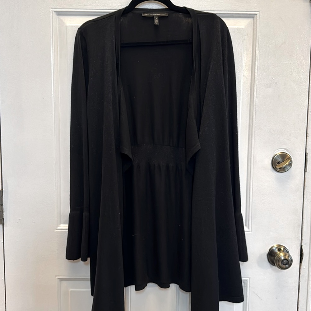 White House Black Market Black Draped Cardigan Duster Sweater